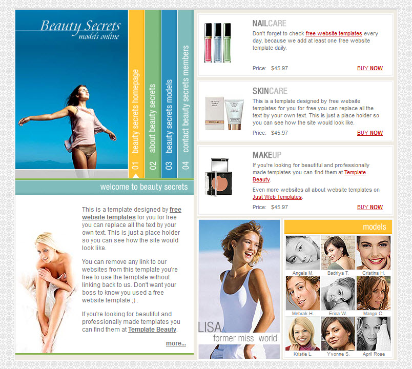 Beauty secrets template WM Online